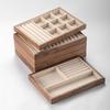HeMu-Black Walnut Solid Wood Jewelry Storage Box, Large Capacity, Stackable, Earrings, Necklace, Small Decoration