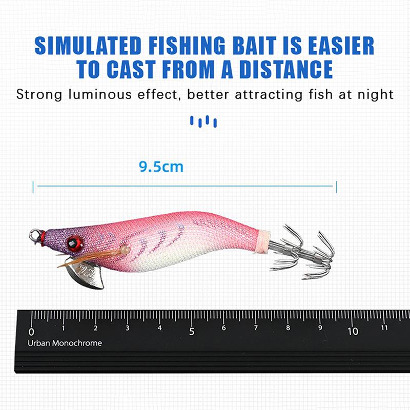1/5Pcs Fishing Lures Wrapped Prawn Lure Octopus Shrimp Wood Baits Squid Jig Fishing Hooks For Saltwater Freshwater Fishing