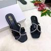 Lady's Flat Slippers Large Size Flat Shoes Fashion Casual Solid Color Rhinestone Cross Strap Women's Sandals
