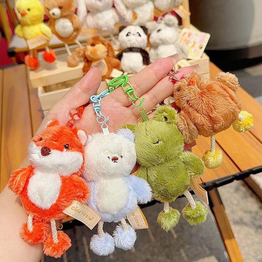 Funny Plush Dog Pendant Ornament Cartoon Animal Keychain Kawaii Bear Doll Key Ring Festival Gifts