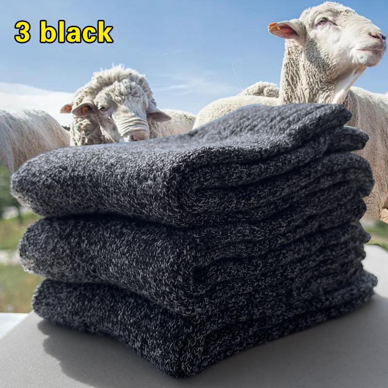 3 Pairs Winter Warm Thick Towel Bottom Man Socks Wool Male Socks Slipper Socks Merino Wool Socks Against Cold Snow Socks