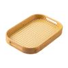 Bamboo Serving Tray with Handles Tea Tray Food Tray Breakfast Tray for Kitchen Coffee Table Eating Storing Countertop Home