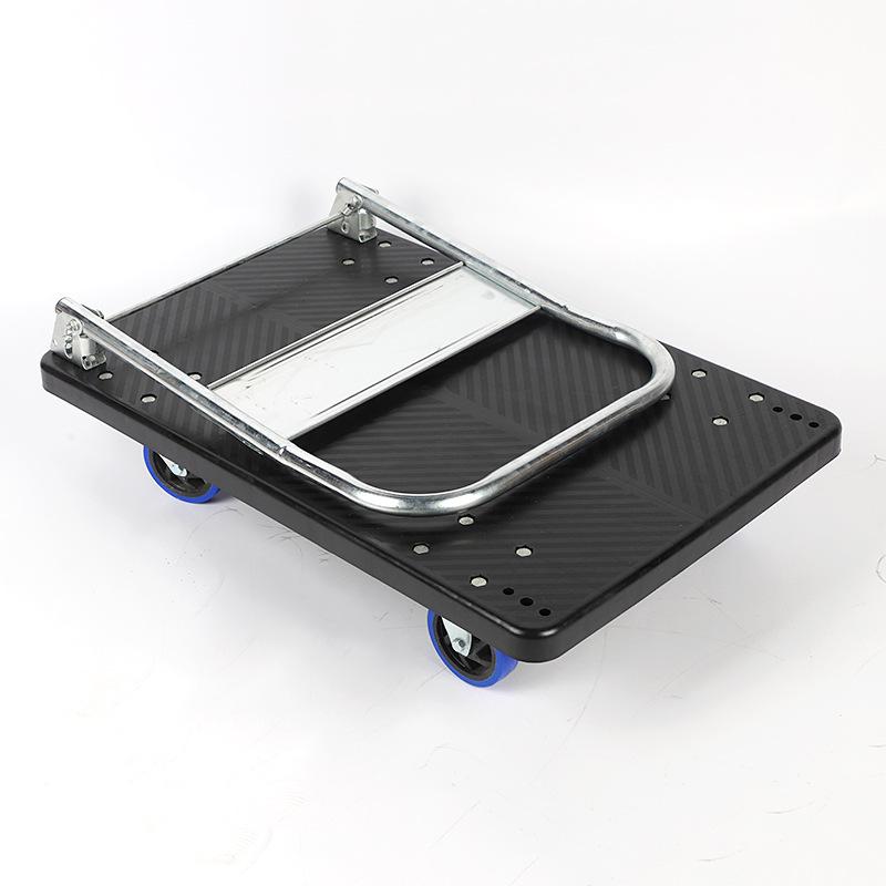 Foldable Silent Flatbed Hand Truck - Portable Plastic Cart for Household Cargo Hauling
