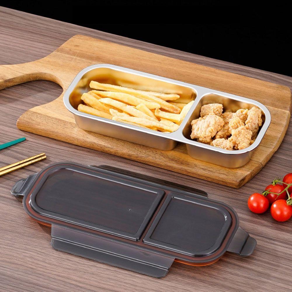 Durable 304 Stainless Steel Lunch Box Leak-proof Seal with Lid Fresh-keeping Box Compartment Bento Box