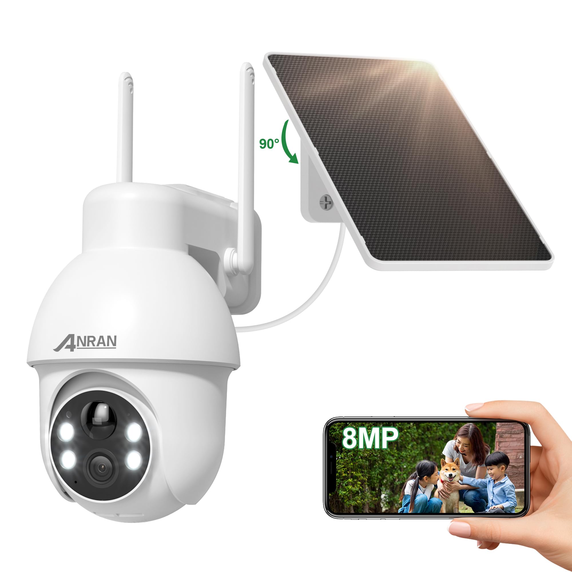 

ANRAN Зовнішня Безпека 8 Галузь ANRAN Бездротова з Розширеним Сонячним Відео PIR Людський Сигнал Тривоги Нічний Колір Сумісна з SD IP66 Без Живлення Не