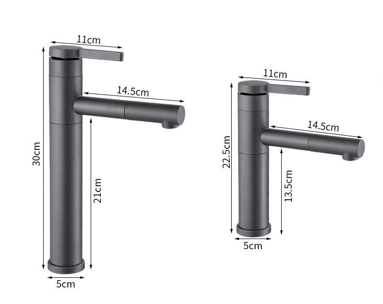 Bathroom Basin Faucets Black Sink Faucets Hot Cold Water Mixer Crane White Deck Mounted 360° Rotating Universal Water Taps Gray