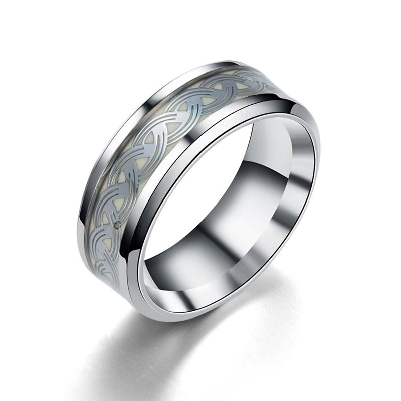 Fashion Stainless Steel Infinity Intertwined Cross Luminous Rings Glowing In Dark Finger Rings For Men Women Wedding Jewelry
