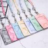 Lanyard Strap Marble Pattern PU Leather ID Cards Wallet Case Neck Lanyard Badge Holder Card Holder