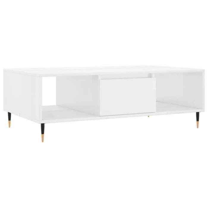 VidaXL Table basse blanc brillant 104x60x35 cm bois d'ingénierie 827078