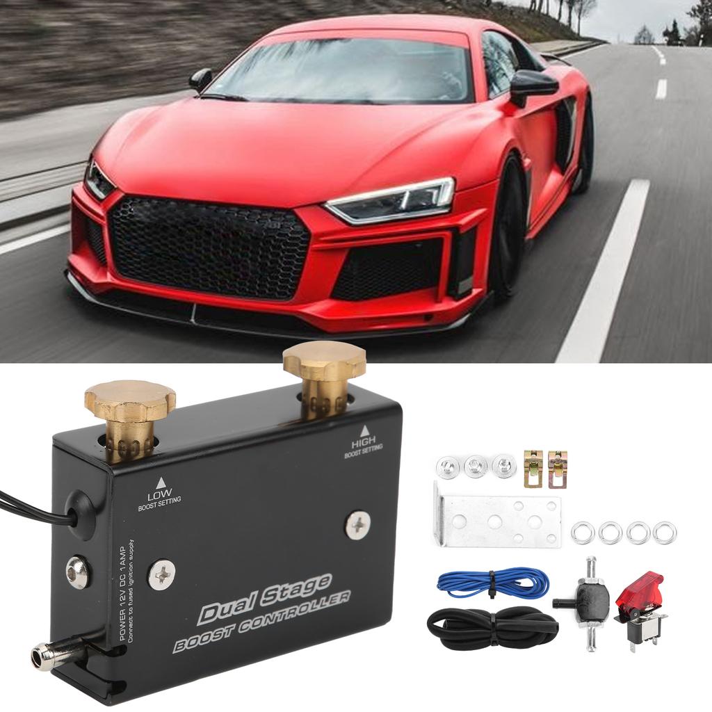 Kit Controller Elettronico Boost Turbocompressore Doppio Stadio Auto Lega di Alluminio per Auto Universale 12V