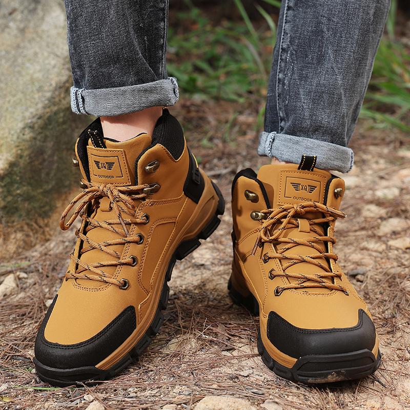 New Autumn Men's Boots Fashion Outdoor Hiking Boots Waterproof Leather Men's Work Boots Non-slip Men Desert Ankle Boots Sneakers