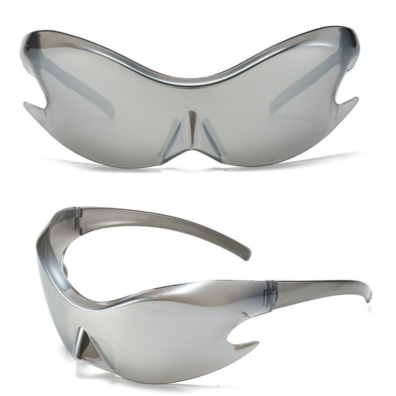 Attractive Glasses Men's Orange Uv-Protective High-End Large-Frame Futuristic Sci-Fi Rimless Sunglasses