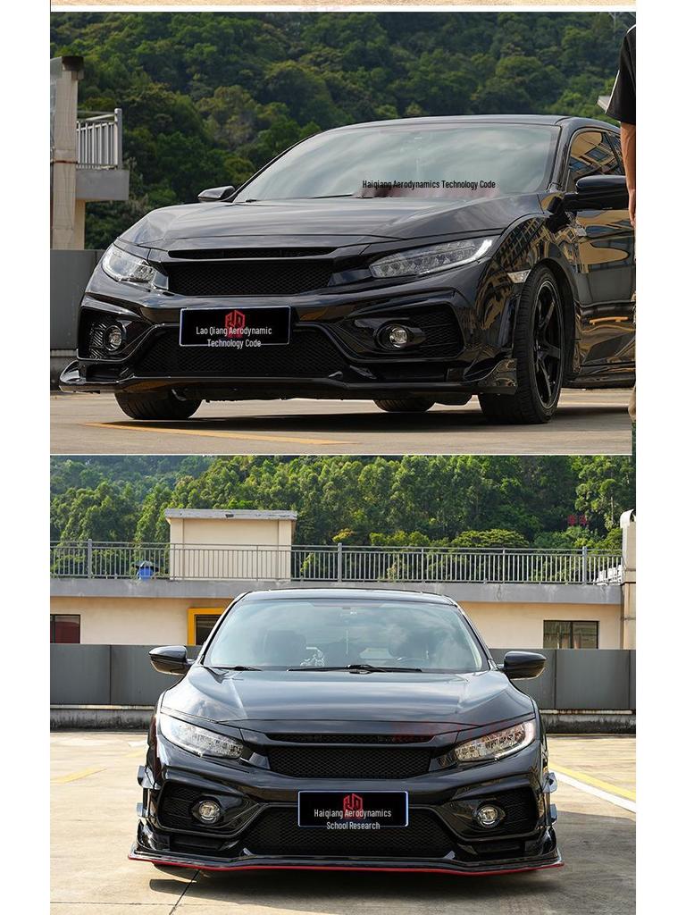 15-21 Civic FK8 Tenth Gen VS Style Full Body Kit: Front Bumper Lip, Side Skirts, Corner Caps