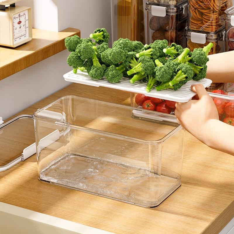 Refrigerator Drain Fresh Box with Lid Multipurpose Organize Box Supplies for Restaurant Dining Room Kitchen Storage