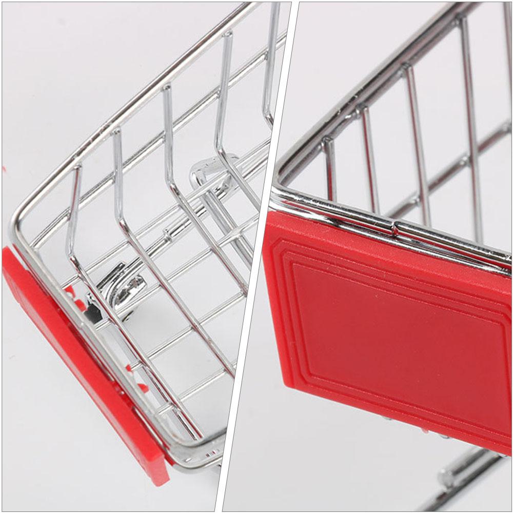 2 Pcs Mini Warenkorb Schreibtisch Spielzeug Kinder Pretend Spielen Miniatur Lagerung Supermarkt Trolley Baby Metall