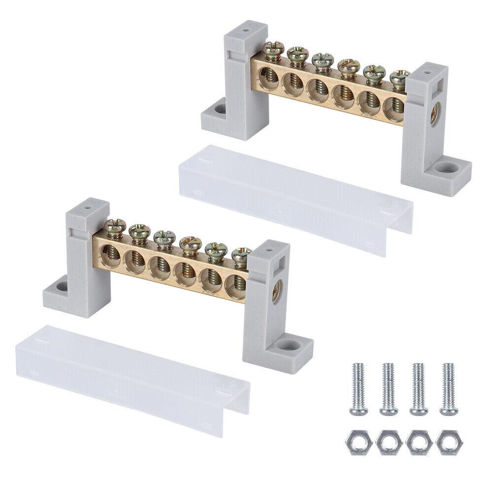 2 peças de terminal de cobre 12V 150A barra de barramento de 6 vias bloco de distribuição de aterramento painel + 12 peças de terminal