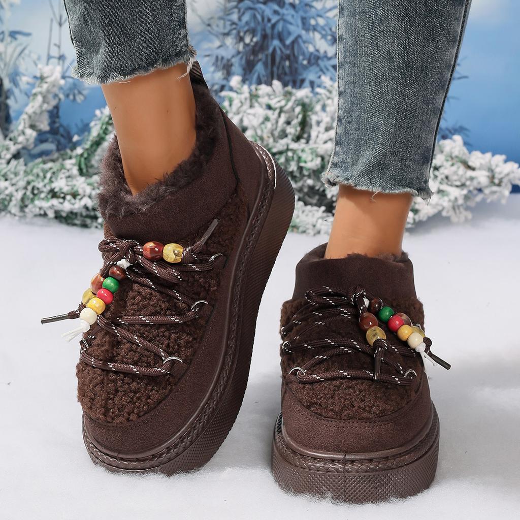 2025 Autumn and Winter New European and American Large-size Straps Thick-soled Snow Boots Warm and Thickened Fashion Snow Boots Foreign Trade