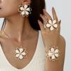 Hot-selling New Dripping Oil Elegant and Sweet Lotus Double-layer Hollow Three-dimensional Flower Ring Bracelet Stud Earrings Necklace