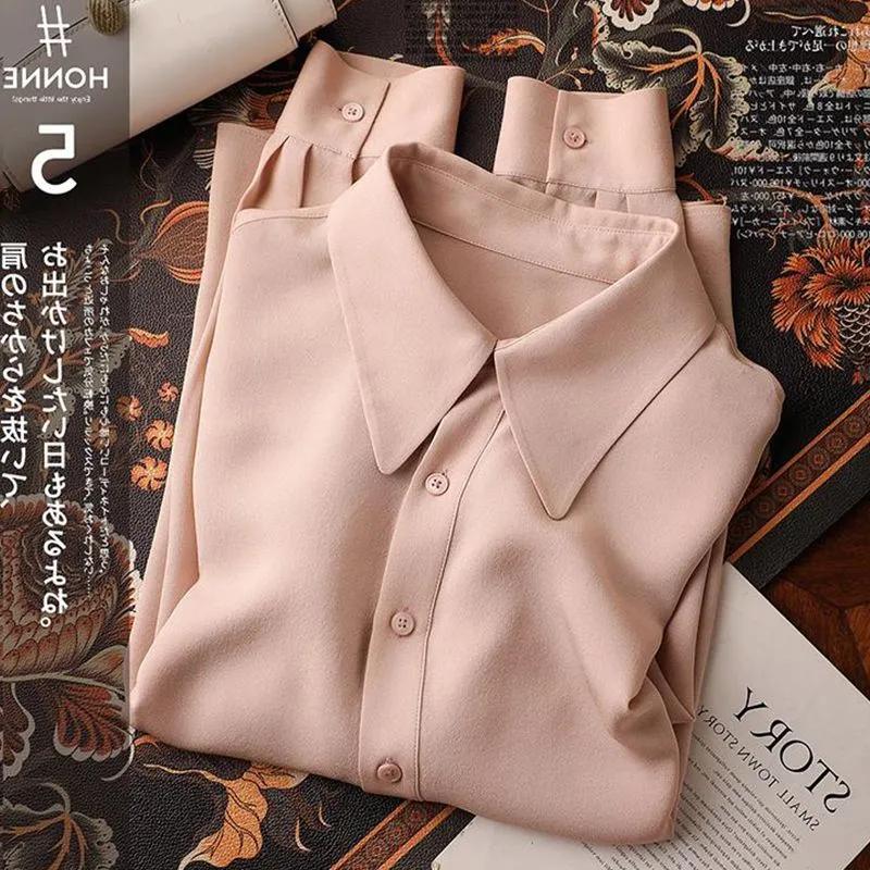 Women s Satin Blouse Classic Collar with Button Front Relaxed Fit S