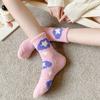 Plush Coral Velvet Socks Printing Sleeping Socks Casual Flower Pattern Socks  Thicken