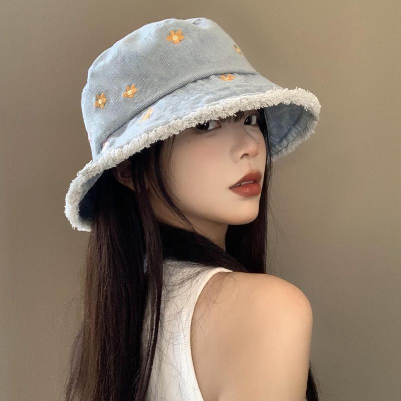 Denim Embellished Floral Fishing Hat For Comfortable Spring Wear Everyone For