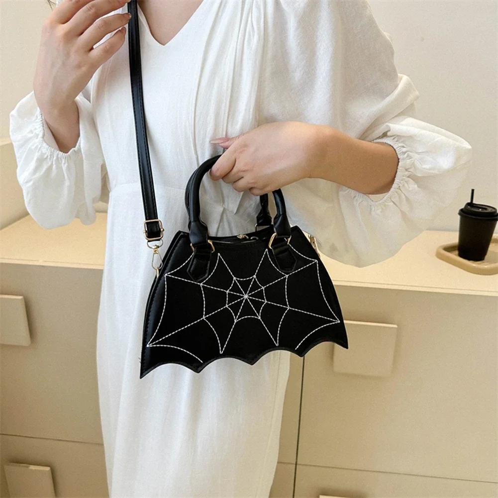 Halloween Gothic Shoulder Bag Women PU Leather Web Spider Women Backpack Cobweb Crossbody Bag Handbag Purse Girls Halloween Gift