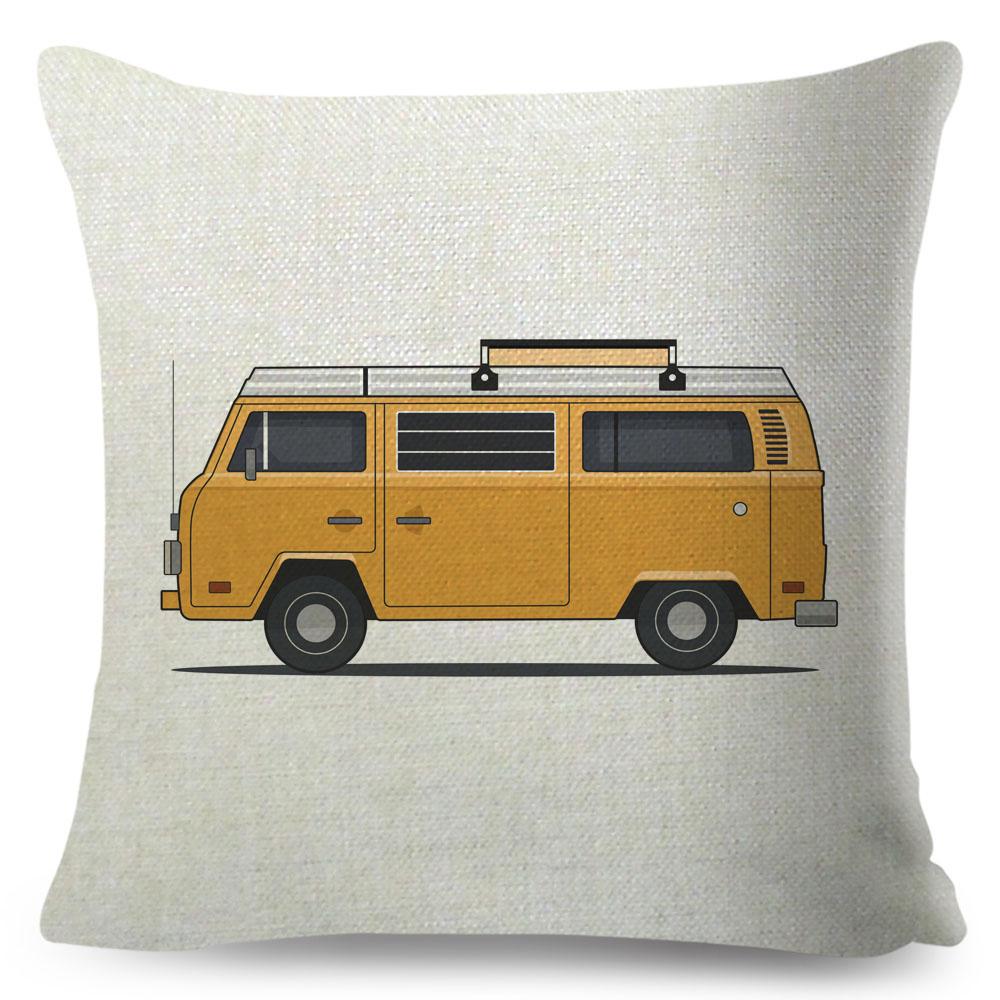 Van Life Pillow Case Decor Cartoon Camper House Travel Car Cushion Cover for Sofa Home Children Room Vanlife Pillowcase 45x45cm
