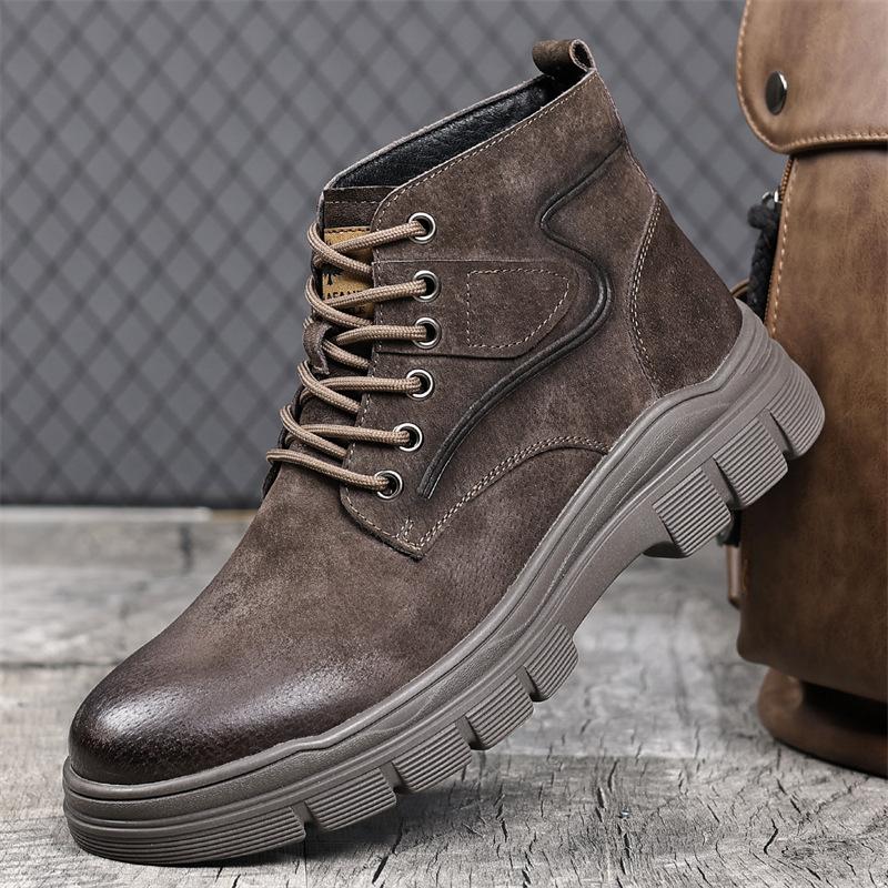Britse Hoge Casual Sport Retro Werklaarzen voor Mannen Herfst Winter Mode Platform Schoenen Man Nieuwe Designer Leren Laarzen Man