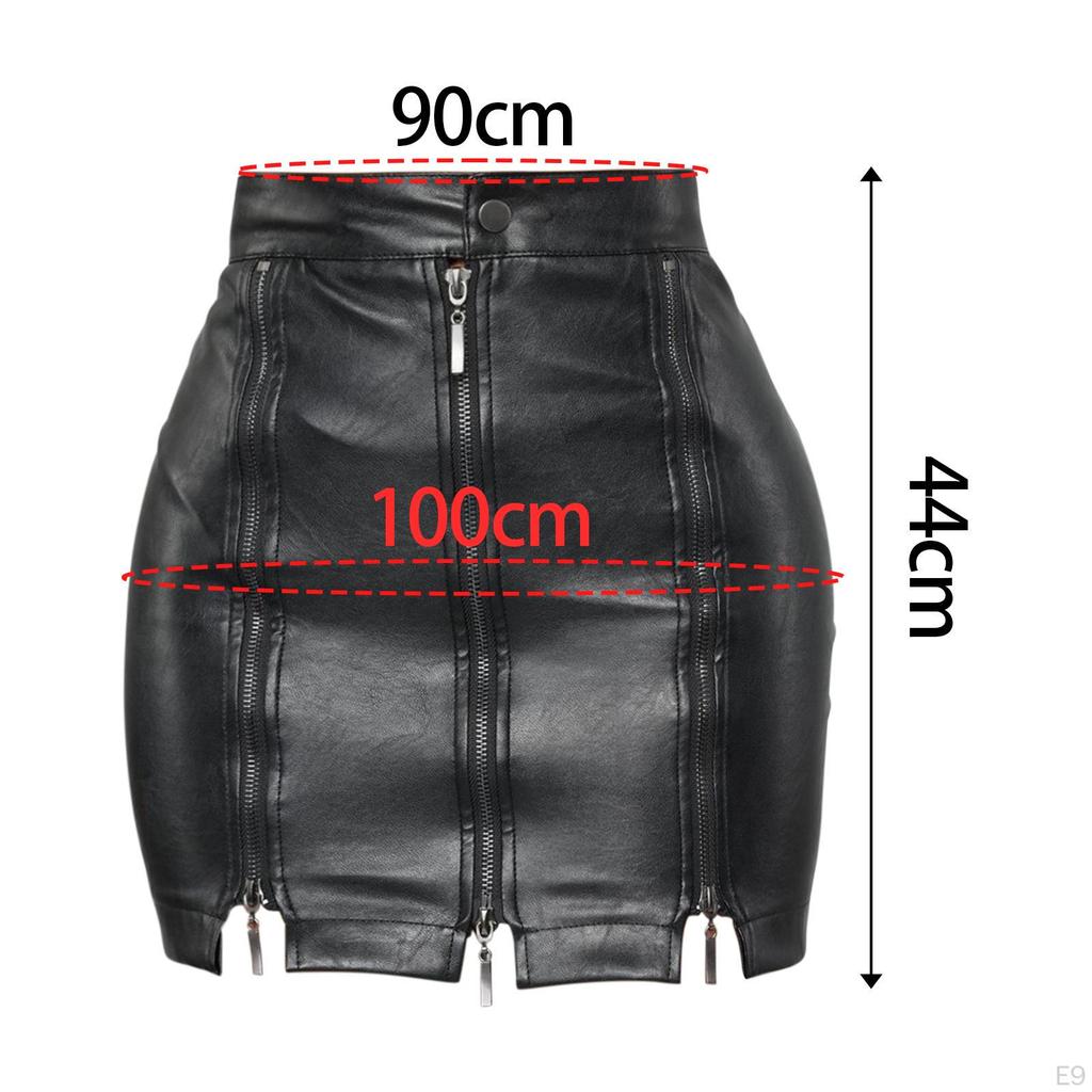 Casual Women PU Leather Skirt Clothes High Waisted Dress Y2K Black Pencil Bodycon for Girl