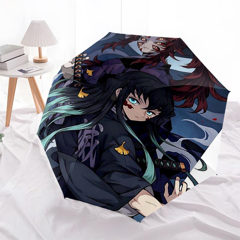 1pc Demon Slayer: Tanjiro Kamado & Nezuko Masked - Outdoor Umbrella | Automatic Opening/Closing | Portable 3-Fold Design | 8-Rib Iron Frame | Festival