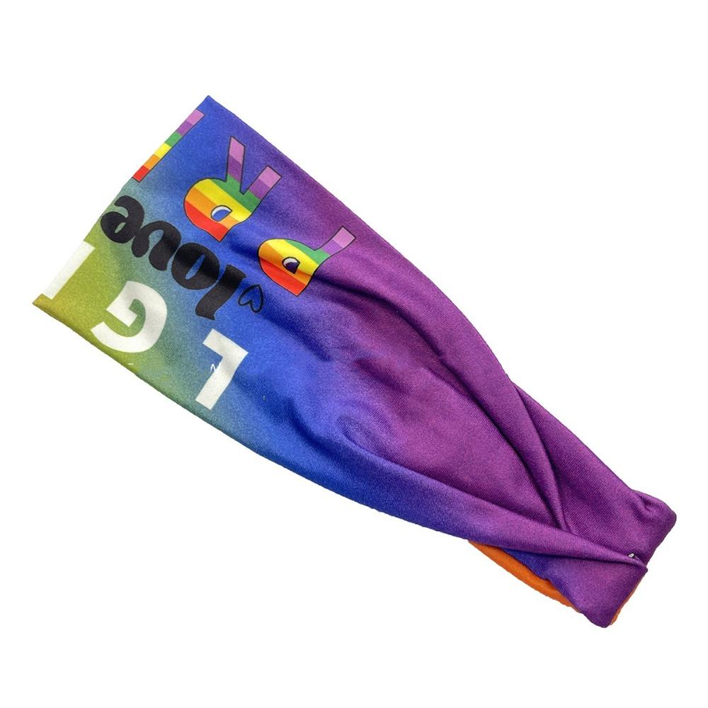 Parade Rainbow Headband Soft Sports Hairband Fashion Rainbow Elastic Headband  Women