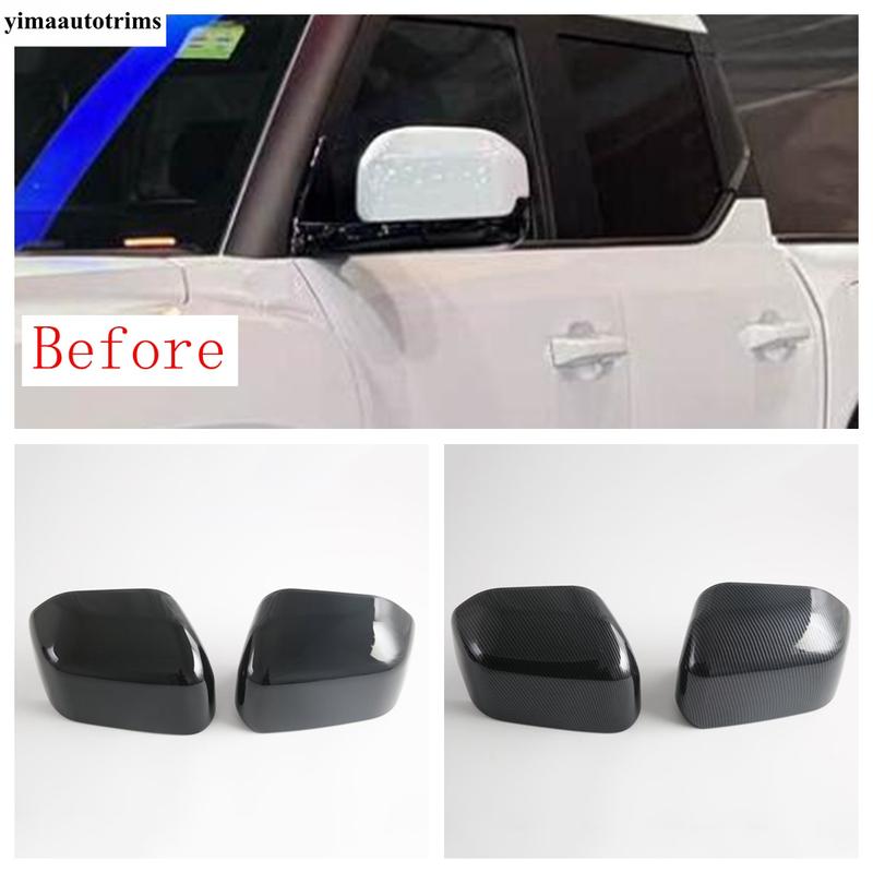 Rearview Mirror / Front Fog Light Lamp / Fuel Oil Tank Cap Cover Trim For BYD SHARK 2024 2025 Black / Carbon Fiber Accessories