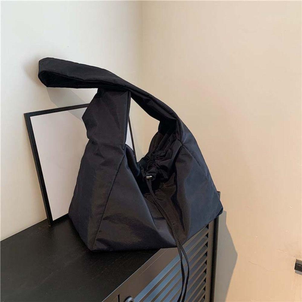 Lightweight Drawstring Crossbody Bag Solid Color Underarm Bag Armpit Bag Oxford Tote Bag  Sports