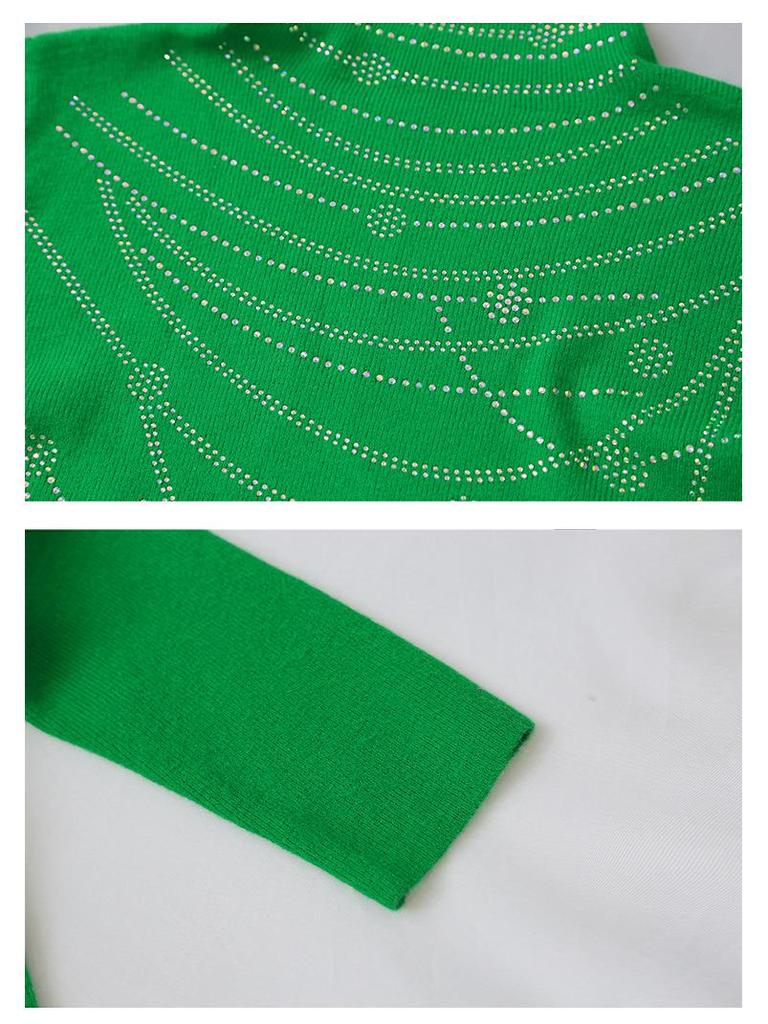 Damski dopasowany sweter z dzianiny z golfem i hot-dżetami na jesień/zimę 2024