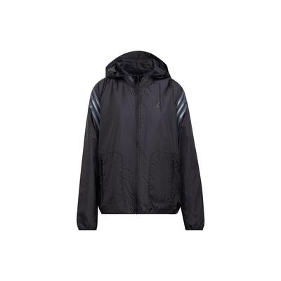 Logo Printed Striped Hooded Zip-Up Casual Jacket Women Jacket Black HC7976
