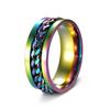 Men's Titanium Steel Rotating Chain Ring - Rotatable Stress Relief Jewelry and Beer Bottle Opener