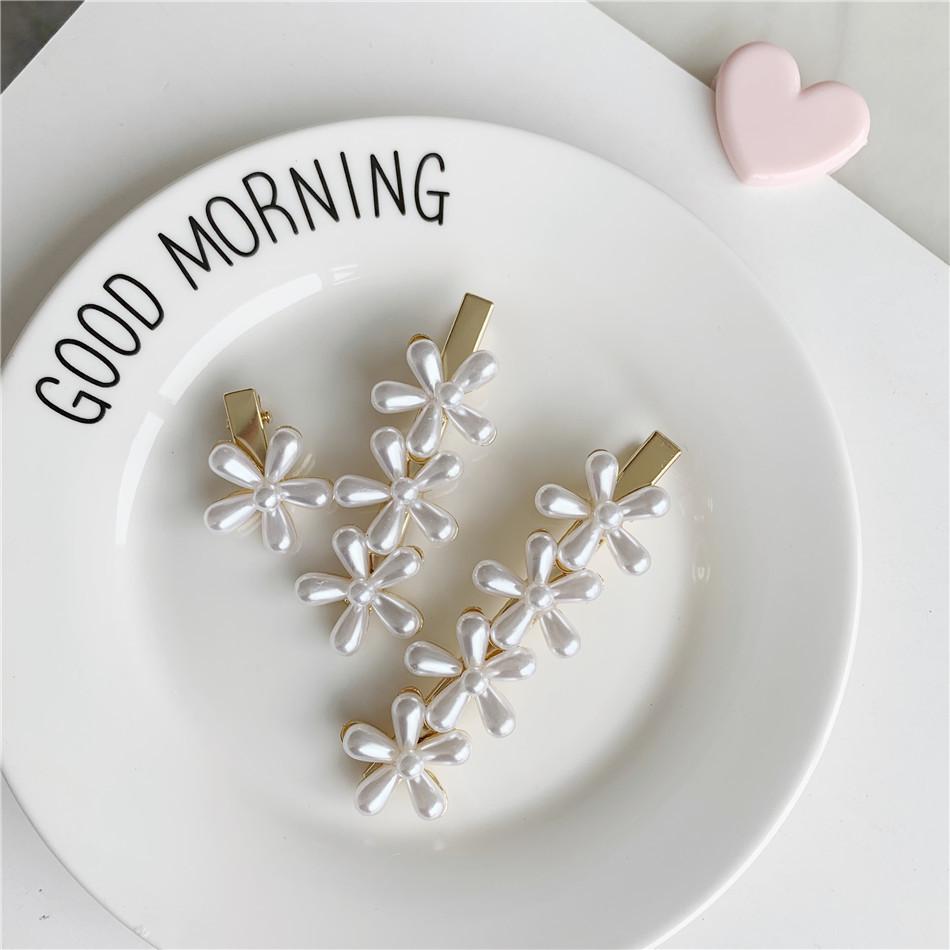 French Girl Mini Pearl Flower Hairpin, Korean Chic Gentle Retro Bangs Hairpin Hair Accessories