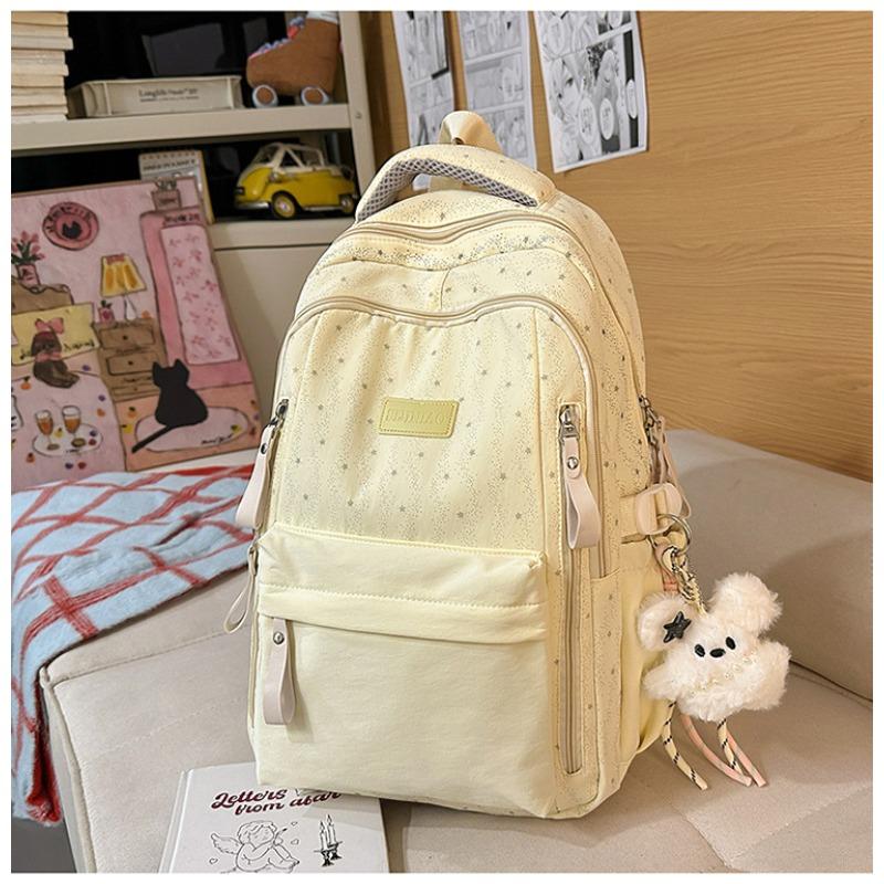 Fresh and Simple Chinese Schoolbag Women's High-value Star Printing Campus Backpack Large-capacity Travel Backpack