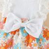 2-piece Summer Girls' Lace Dress Hairband Set Printed Jumpsuit, Baby Dress, Children's Set