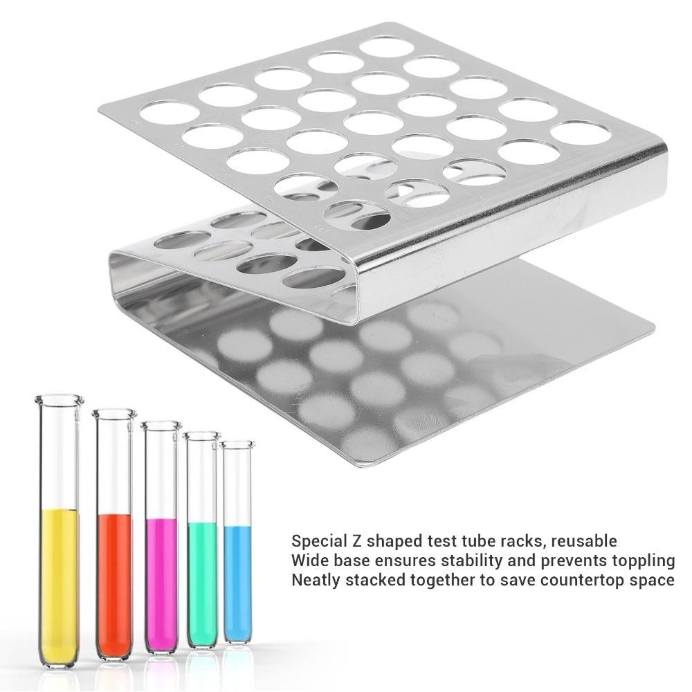 25 Holes 15/17mm 25 Holes Z Shape Centrifuge Tube Rack Silver 25 Holes Tube Holder  Sample Storage