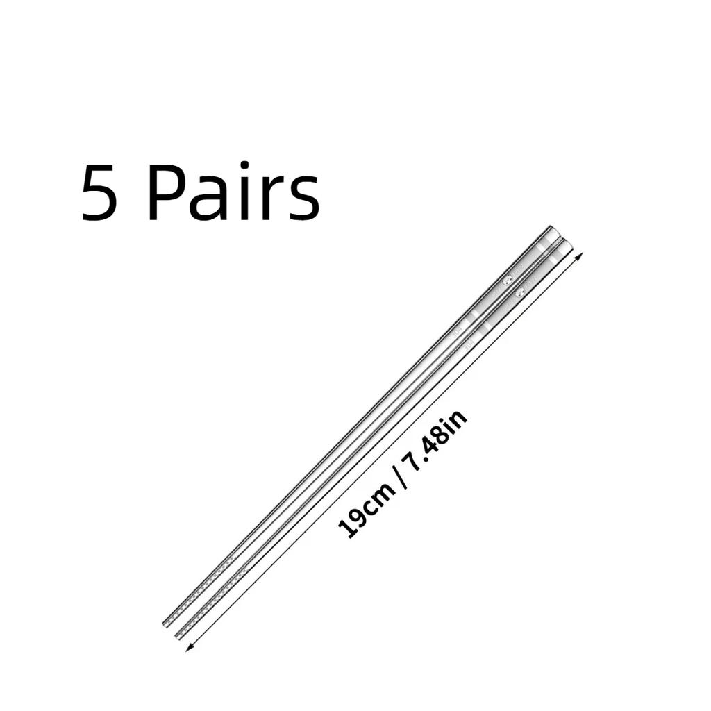 1/5/10 Pairs Non-slip Chinese Chopsticks With Box Portable Heat Resistant 304 Stainless Steel Chopsticks Reusable Sushi Sticks