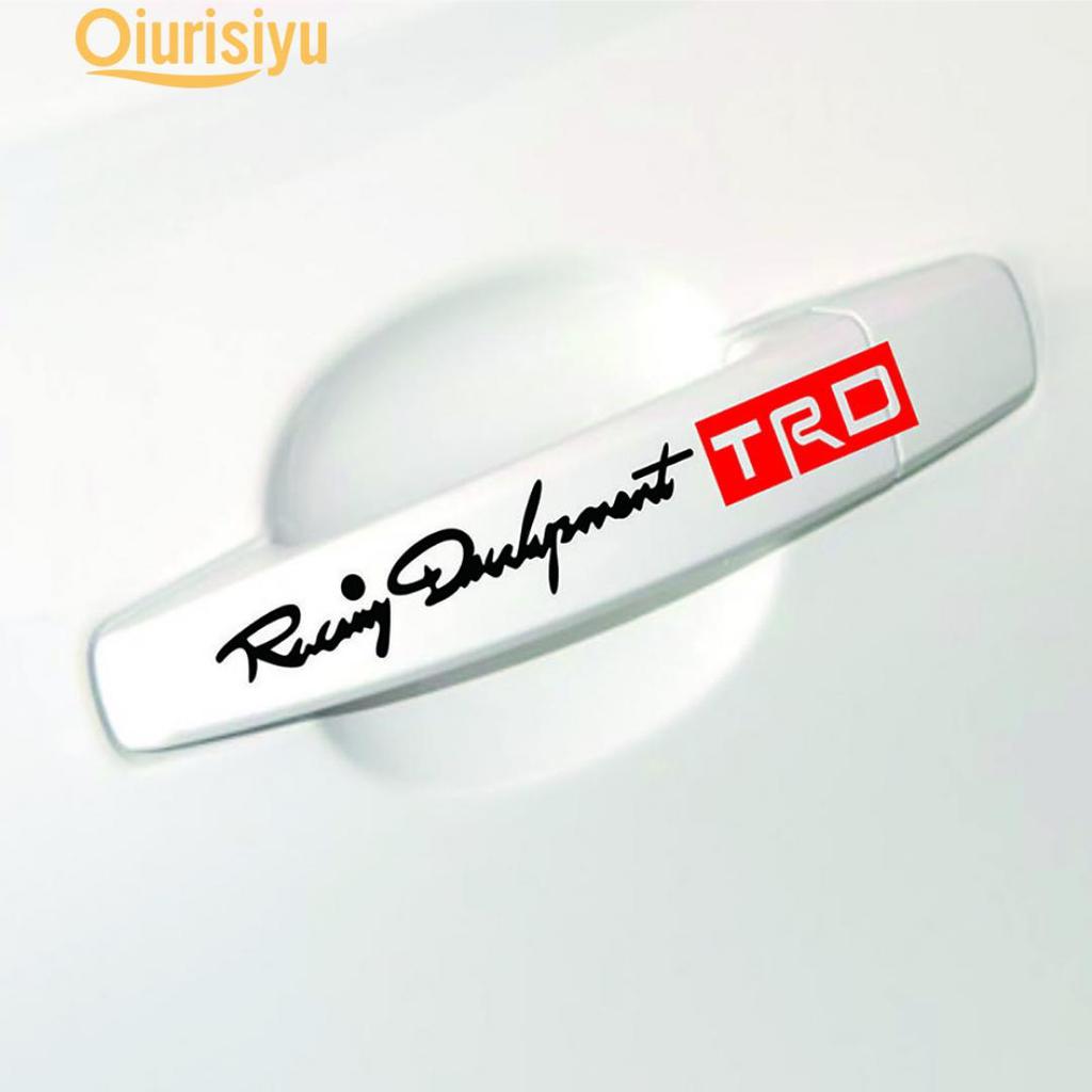 NEW Door Handle White /& Red Car Body Sticker Racing Development TRD Set 4 Pcs