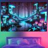 1 Piece Fluorescent Mushroom Forest Tapestry -Polyester Material, Bedroom/Living Room/Dorm Decoration-With Free Installation Kit