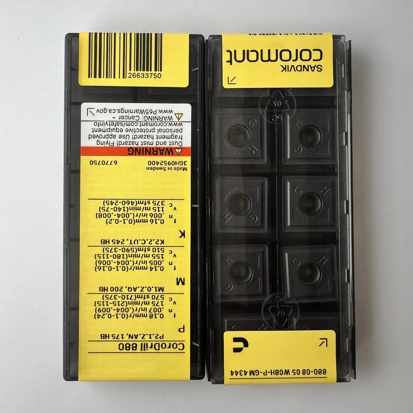 

SANDVIK / 880-0805W08H-P-GM 4344 / Industrial indexable Carbide Inserts 10 Pcs