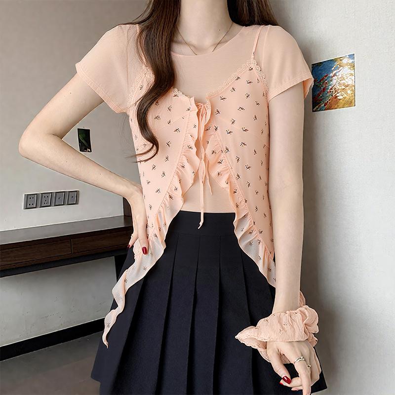 ZANZEA Women Casual Print Patchwork Summer Short Sleeve Blouse