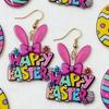 2D Cartoon Flat Flower Rabbit Earrings Cartoon Cute Animal Rabbit Pendant Earrings Resurrection Festival Party Jewelry Accessori