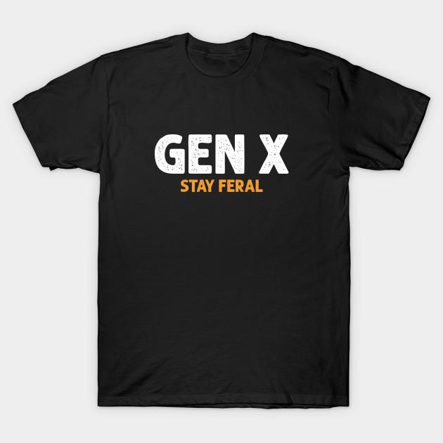 

Men Black Print T-shirt Gen X - Stay Feral No-Cut Transfer Paper Print Cotton Tshirt M чорний