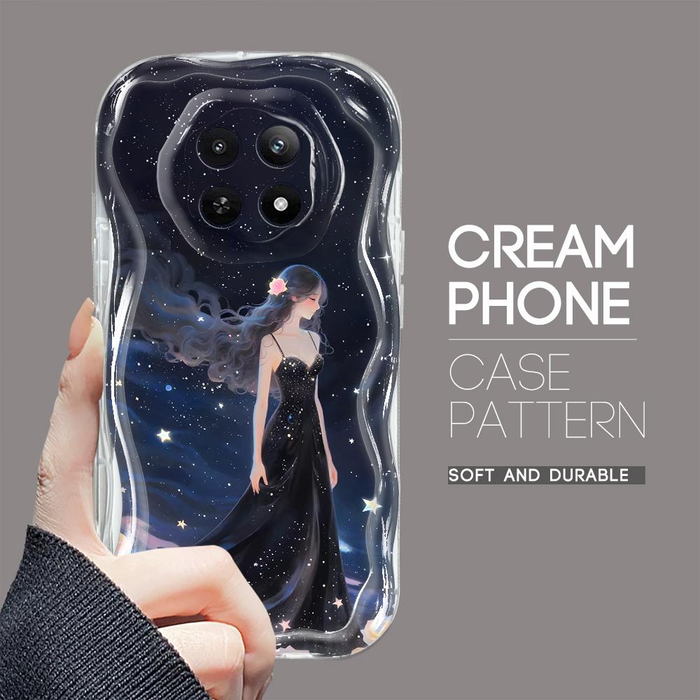 Cartoon Pattern Cream Texture Casing Wavy Edge Soft Silicone Cover Phone Case for OPPO Reno Realme OnePlus Vivo