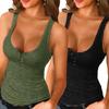 Summer Off Shoulder Casual V-neck Button Up Shirts Solid Color Tops 5 Colors Available