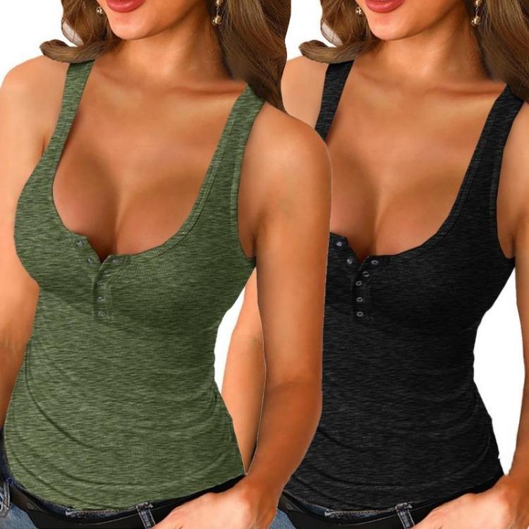 Summer Off Shoulder Casual V-neck Button Up Shirts Solid Color Tops 5 Colors Available